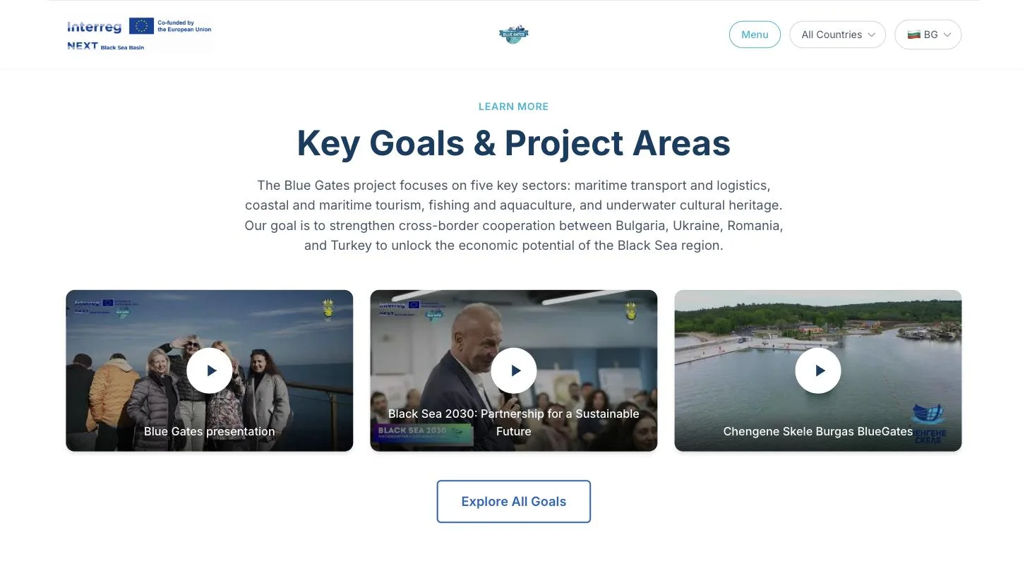 Blue Gates cross-border Black Sea programme website