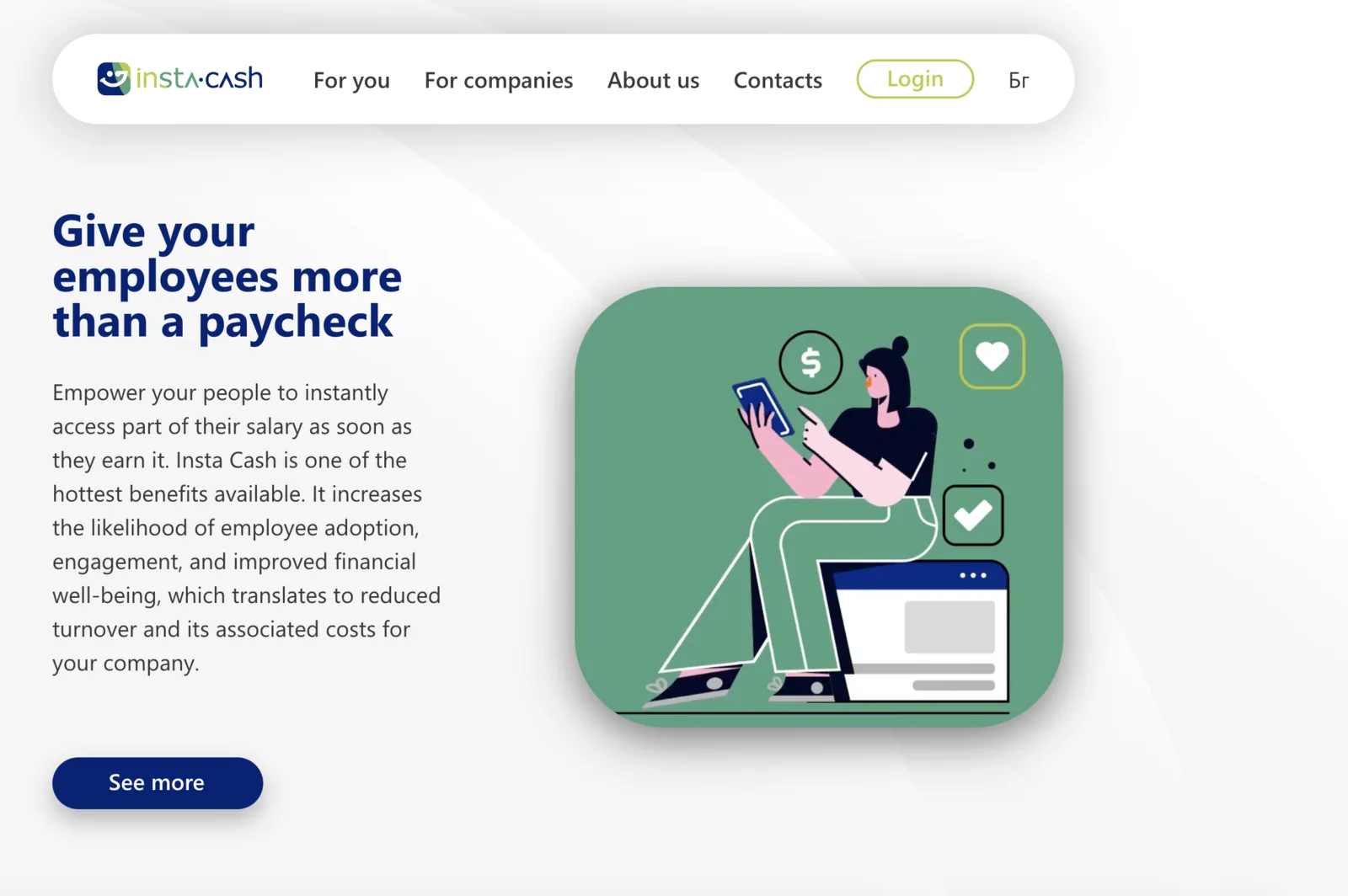 Insta Cash earned wage access platform website
