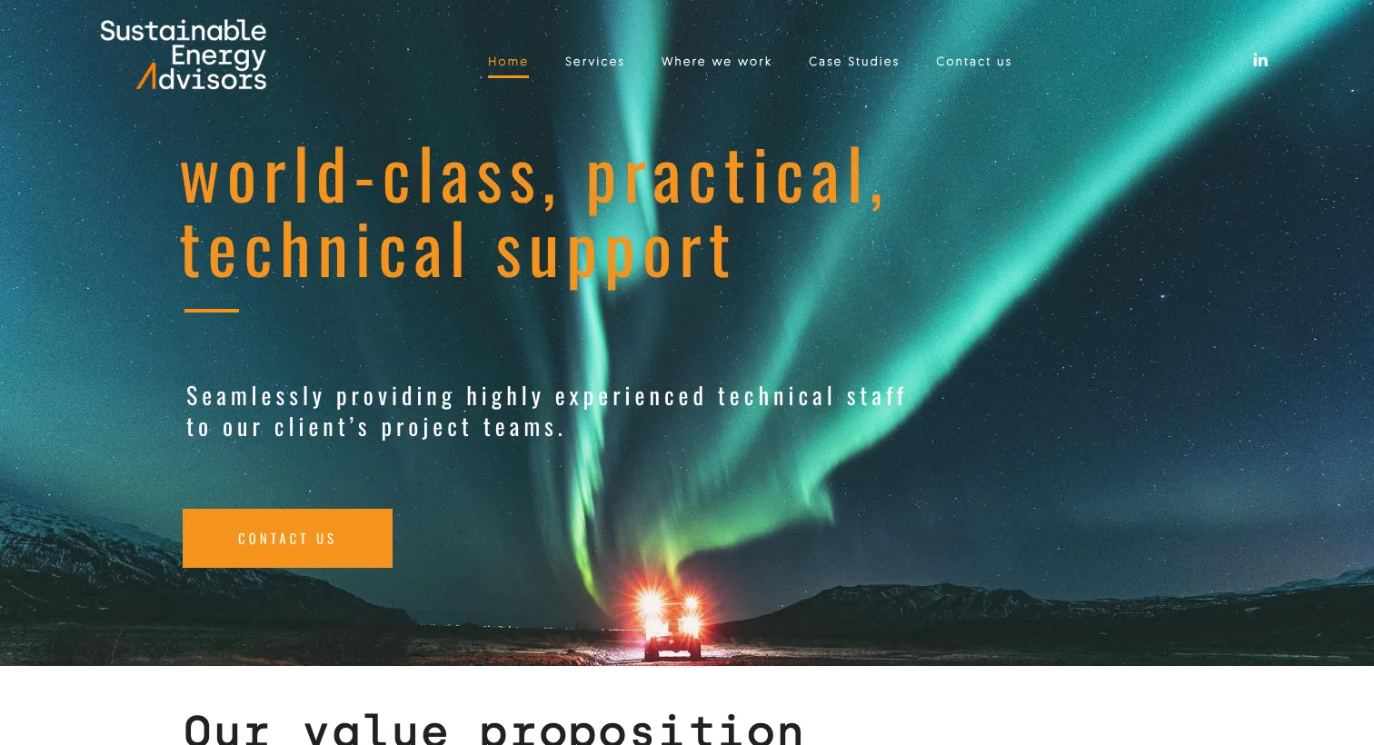 WordPress website developed for Sustainable Energy Advisors by Looming Tech