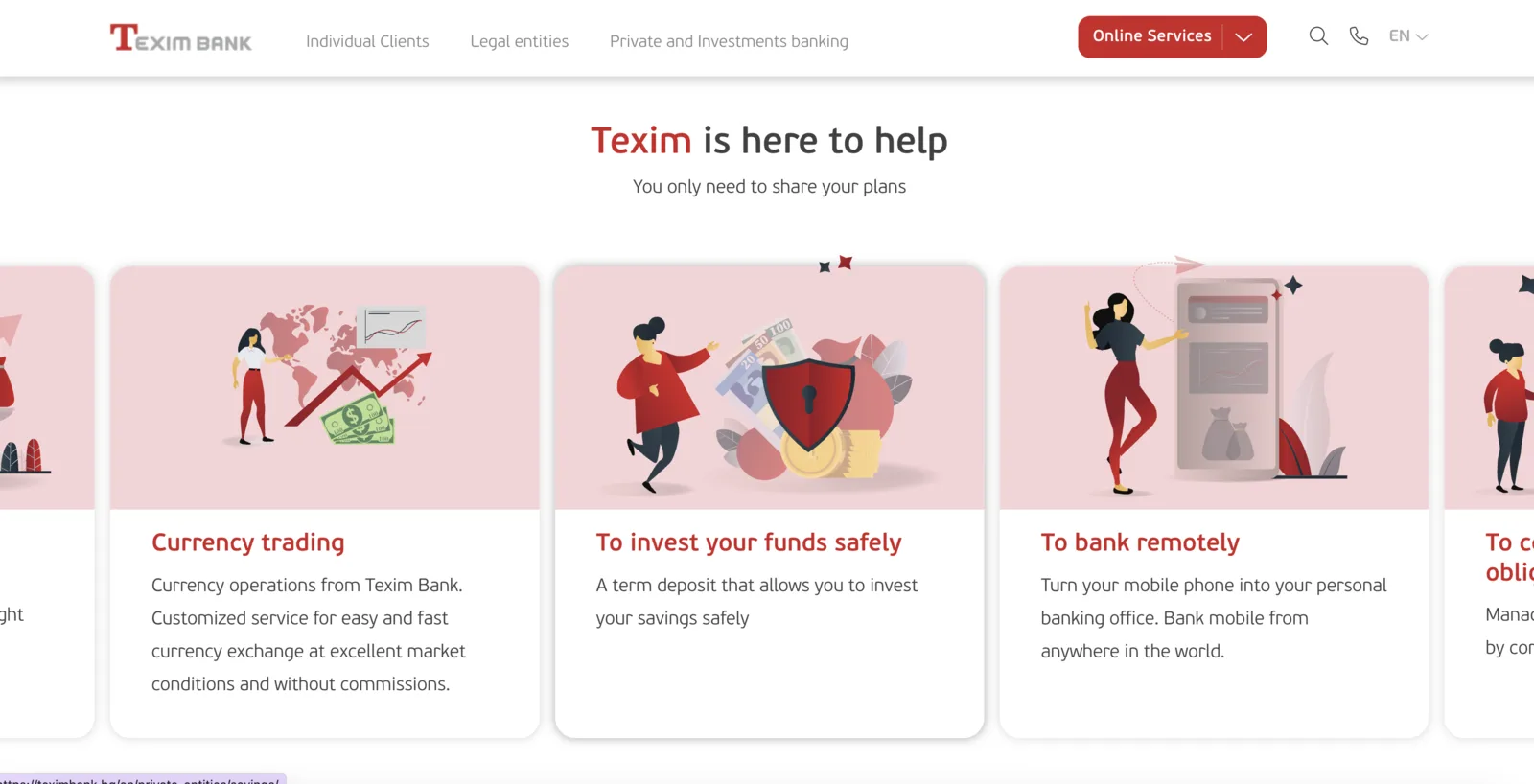 Headless WordPress website developed for Texim Bank by Looming Tech